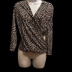 NEW! Black & white surplice wrap top S